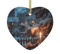 WHJWZY Pendentif de Noël en céramique en forme de cœur - pour suspendre un arbre, des décorations de festival, des cadeaux de fête et plus encore l'impression de la lampe solitaire sous les cèdres
