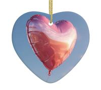 WHJWZY Pendentif de Noël en céramique en forme de cœur - pour suspendre un arbre, des décorations de festival, des cadeaux de fête et plus encore avec impression de ballons d'amour flottants