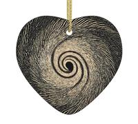 WHJWZY Pendentif de Noël en céramique en forme de cœur - pour suspendre un arbre, des décorations de festival, des cadeaux de fête de vacances, et plus encore motif de vertiges