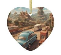 WHJWZY Pendentif de Noël en céramique en forme de cœur - pour suspendre un arbre, des décorations de festival, des cadeaux de fête de vacances et plus encore de voitures dans le château