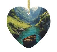 WHJWZY Pendentif de Noël en céramique en forme de cœur - pour suspendre un arbre, des décorations de festival, des cadeaux de fête de vacances et d'autres bateaux dans la vallée