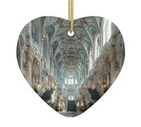 WHJWZY Pendentif de Noël en céramique en forme de cœur - pour suspendre un arbre, des décorations de festival, des cadeaux de fête de vacances et plus encore Motif Hall of Splendor