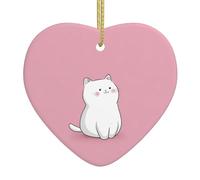 WHJWZY Pendentif de Noël en céramique en forme de cœur - pour suspendre un arbre, des décorations de festival, des cadeaux de fête de vacances, et plus encore pour se déguiser en un joli chaton
