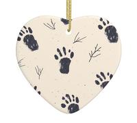 WHJWZY Pendentif de Noël en céramique en forme de cœur - pour suspendre un arbre, des décorations de festival, des cadeaux de fête de vacances, et plus encore La beauté des petites empreintes de pas