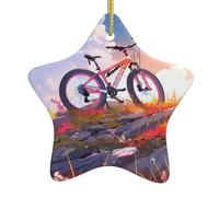 WHJWZY Pendentif de Noël en céramique en forme d'étoile à suspendre pour sapin - Idéal pour les maisons - Vélos sur la colline