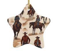 WHJWZY Pendentif de Noël en céramique en forme d'étoile à suspendre pour sapin - Idéal pour les maisons - Motif chevaux du désert