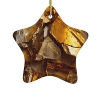 WHJWZY Pendentif de Noël en céramique en forme d'étoile à suspendre pour sapin - Idéal pour les maisons - Motif éclats de verre doré