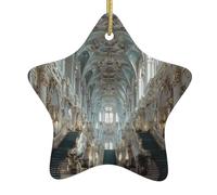 WHJWZY Pendentif de Noël en céramique en forme d'étoile à suspendre pour sapin - Idéal pour les maisons - Motif de salle de la splendeur