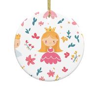 WHJWZY Pendentif de Noël rond en céramique pour décoration festive et cadeau Motif contes de fées dans les dessins animés