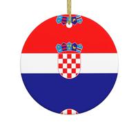 WHJWZY Pendentif de Noël rond en céramique pour décoration festive et cadeau Motif drapeau de la République de Croatie