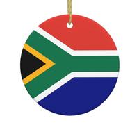 WHJWZY Pendentif rond de Noël en céramique pour décoration festive et cadeau Motif drapeau d'Afrique du Sud