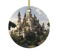 WHJWZY Pendentif rond de Noël en céramique pour décoration festive et cadeau pour offrir une belle image de château
