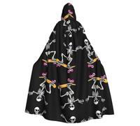 WHJWZY Squeletons are in full swing Picture aldult Halloween Cape à capuche pour homme et femme Utilisé pour les fêtes et les bals de fin d'année