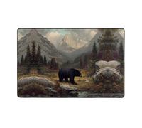 WHJWZY Tapis en flanelle pour salon, bureau et plus encore, motif ours noir dans la vallée, 152,4 x 99,1 cm