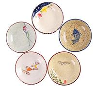WHJY Lot de 5 assiettes en porcelaine japonaise rétro en céramique pour assaisonnement, sauce soja