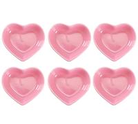 WHJY Lot de 6 bols en céramique en forme de cœur rose - Assiettes contemporaines en porcelaine pour assaisonnement et sauce soja pour mariage et fête d'anniversaire