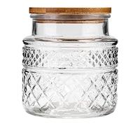 WHJY Récipient de rangement en verre avec couvercle, bocaux en verre hermétiques, boîte à thé de ferme, bocal à friandises pour chien pour animal de compagnie, bonbons, biscuits, café, sel de bain - Rond 1,3 l