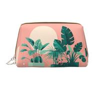 WHJYCC Belle trousse de maquillage en forme de plantes vertes en pot, grande trousse de maquillage en cuir imperméable, trousse de toilette portable pour femme avec fermeture éclair, essentiels de