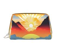 WHJYCC Bright Sunrise Grande trousse de toilette portable en cuir imperméable pour femme avec fermeture éclair, essentiels de voyage, blanc, taille unique, blanc, Taille unique