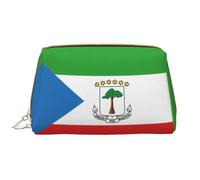 WHJYCC Grande trousse de toilette en cuir imperméable avec fermeture éclair pour femme - Motif drapeau de la Guinée équatoriale - Blanc - Taille unique, blanc, Taille unique