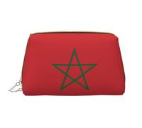 WHJYCC Grande trousse de toilette en cuir imperméable avec fermeture éclair pour femme - Motif drapeau du Maroc - Blanc - Taille unique, blanc, Taille unique