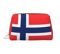 WHJYCC Grande trousse de toilette en cuir imperméable avec motif drapeau norvégien, trousse de toilette portable pour femme avec fermeture éclair, essentiels de voyage, blanc, taille unique, blanc,