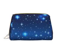 WHJYCC Grande trousse de toilette portable en cuir imperméable avec fermeture éclair pour femme avec motif étoiles bleues, essentiel de voyage, blanc, taille unique, blanc, Taille unique