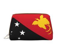 WHJYCC Grande trousse de toilette portable en cuir imperméable avec fermeture éclair pour femme - Motif drapeau de la Papouasie-Nouvelle-Guinée - Blanc - Taille unique, blanc, Taille unique