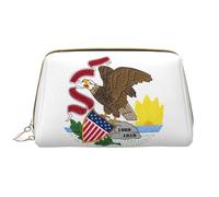 WHJYCC Illinois State Flag Cosmetic Bag Large Waterproof Leather Cosmetic Bag Portable Toiletry Bag for Women with Zipper, Travel Essentials, White, One Size, blanc, Taille unique
