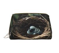 WHJYCC Little Bird Nest Trousse à maquillage en cuir imperméable pour femme avec fermeture éclair, essentiels de voyage, blanc, taille unique, blanc, Taille unique