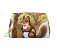 WHJYCC Nut-eating Squirrel Cosmetic Bag Large Waterproof Leather Cosmetic Bag Portable Toiletry Bag for Women with Zipper, Travel Essentials, White, One Size, blanc, Taille unique