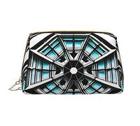 WHJYCC Octagon Building Cosmetic Bag Large Waterproof Leather Cosmetic Bag Portable Toiletry Bag for Women with Zipper Travel Essentials White One Size, blanc, Taille unique