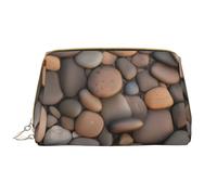 WHJYCC Pebbles in the beach - Grande trousse de maquillage en cuir imperméable - Trousse de toilette portable pour femme avec fermeture éclair - Essentiels de voyage - Blanc - Taille unique, blanc,