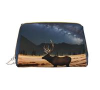 WHJYCC Trousse à maquillage Elk in the Meadow - Grande trousse de toilette en cuir imperméable - Portable - Avec fermeture éclair - Essentiels de voyage - Blanc - Taille unique, blanc, Taille unique