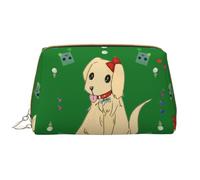 WHJYCC Trousse de toilette portable en cuir avec motif chien sur l'herbe, grande trousse de toilette portable pour femme avec fermeture éclair, essentiels de voyage, blanc, taille unique, blanc,