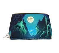 WHJYCC Water Moon Cave Trousse à cosmétiques en cuir imperméable pour femme avec fermeture éclair, essentiel de voyage, blanc, taille unique, blanc, Taille unique