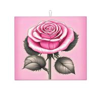 WHJYYXDE Beau tapis de séchage pour la cuisine avec motif de roses roses. Le milieu est fabriqué en éponge composite réversible avec cordon