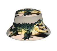 WHJYYXDE Chapeau bob réfléchissant imprimé double face motif crocodile pour homme et femme Noir, noir, Taille unique