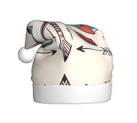 WHJYYXDE Chapeau de Noël pour adultes - Tissu de qualité doux pour les fêtes de fin d'année, art coloré dessiné à la main avec imprimés de flèches de style bohème