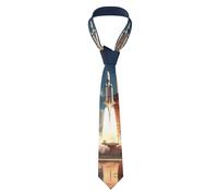 WHJYYXDE Kennedy Space Center Fusée Motif de lancement de fusée Cravate de qualité pour homme en soie Bon sens vertical Convient pour les affaires quotidiennes, Noir , taille unique