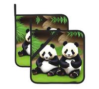 WHJYYXDE Lot de 2 maniques 20,3 x 20,3 cm pour la cuisine - Isolation durable - Tissu imperméable - Imprimé panda amusant