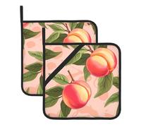 WHJYYXDE Lot de 2 maniques 20,3 x 20,3 cm pour la cuisine - Isolation durable - Tissu imperméable - Motif pêche rose
