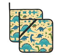 WHJYYXDE Lot de 2 maniques 20,3 x 20,3 cm pour la cuisine - Isolation durable - Tissu imperméable - Motif dinosaure
