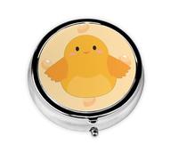 WHJYYXDE Mini pilulier rond 5,1 x 5,1 x 1,8 cm - Mini boîte de voyage pour médicaments de voyage, légère à transporter - Motif poussin de dessin animé