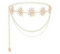 WHL Alexanders Chaîne de ventre bohème en métal - Accessoires de soleil Dunhuang - Chaîne de corps pour femme - Convient pour robe exotique formelle