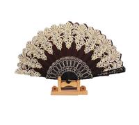 WHL Alexanders Éventail pliable en plastique doré saupoudré - Éventail de danse - Décoration de fête - Accessoires de tir - Cadeau de célébration