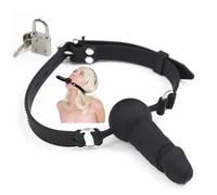 WHL Bâillon Boule en Silicone avec Dildo et Verrou - BDSM pour Femmes, Accessoire de Bondage pour Jeux de Sklavin
