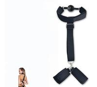 WHL Bondage Menottes avec Baillon Ajustable - Jouet BDSM pour Jeux Sexuels Adulte Couple, Boule Bouche Sexuelle Set Attaches Ball Gag