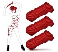 WHL Corde de Contraintes Bondage BDSM - 3x10M Cordes en Coton pour Débutants en BDSM, 8MM Cordes Shibari Kit de Contraintes Bondage BDSM Jeu Fétiche SM Jouets Sexuels pour Femmes Couples(Rouge)