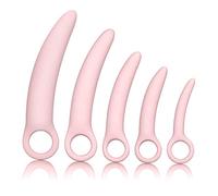 WHL Dilatateur Vaginisme et Anal 5 Pièces, Plug Anal en Silicone, Massage Prostate, Stimulation du point G, Entraînement des Sphincters, sex toýs avec Tirettes pour Femme Homme Couple (Rose)